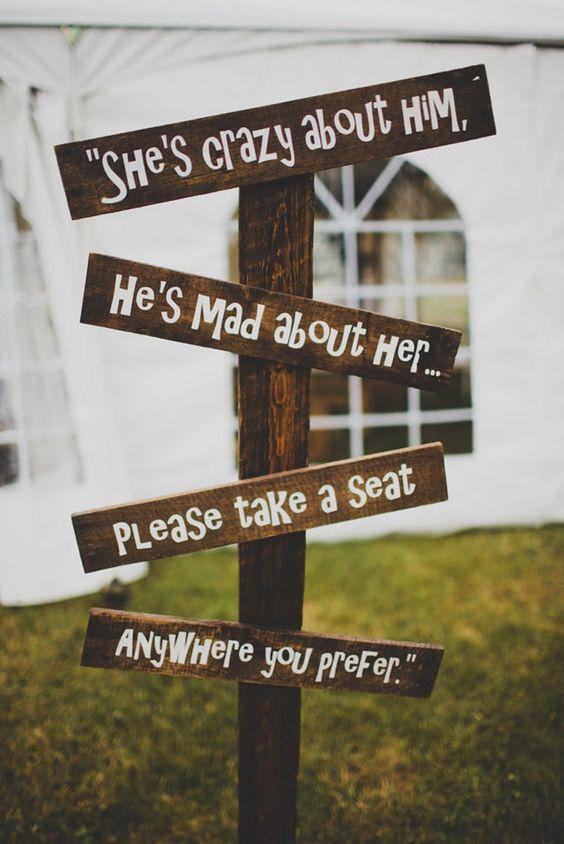 rustic wedding signs she is crazy Shannon May Photography