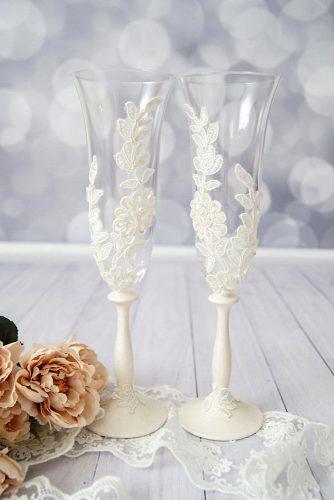 wedding glasses elegant with white lace handmade_crystal_ua via instagram
