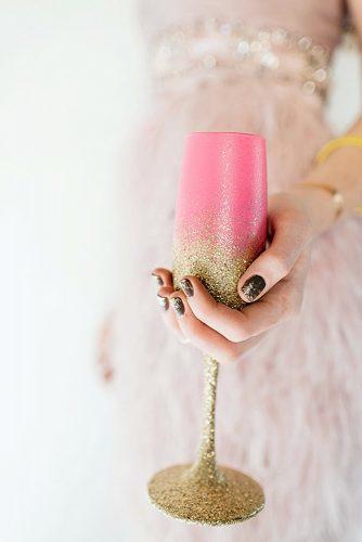 wedding glasses pink gold ombre with sparkles victoria gloria