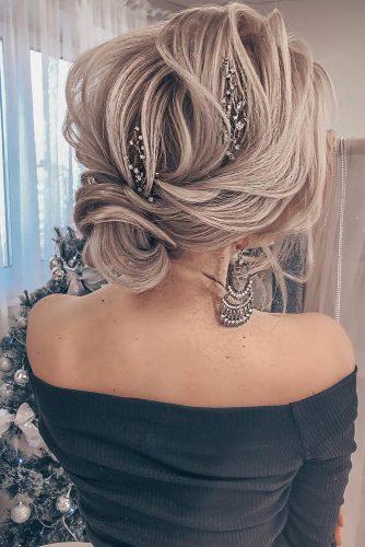 wedding hairstyles every hair length elegant airy volume low bun with soft waves and crystal pins tanya_ilyasevich