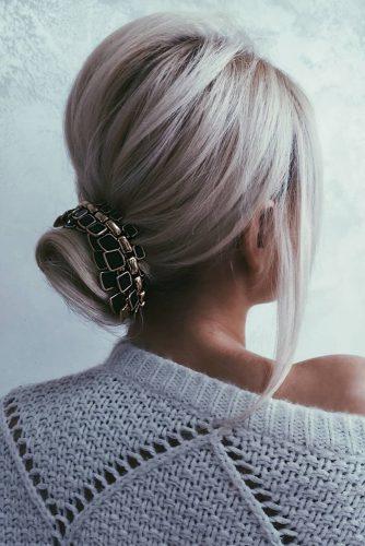 wedding hairstyles every hair length modern low bun on short blonde hair nastya_kopach