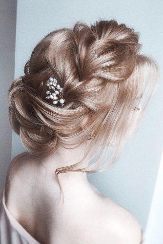 wedding hairstyles for thin hair long blonde updo airy with braided texture olesya_zemskova
