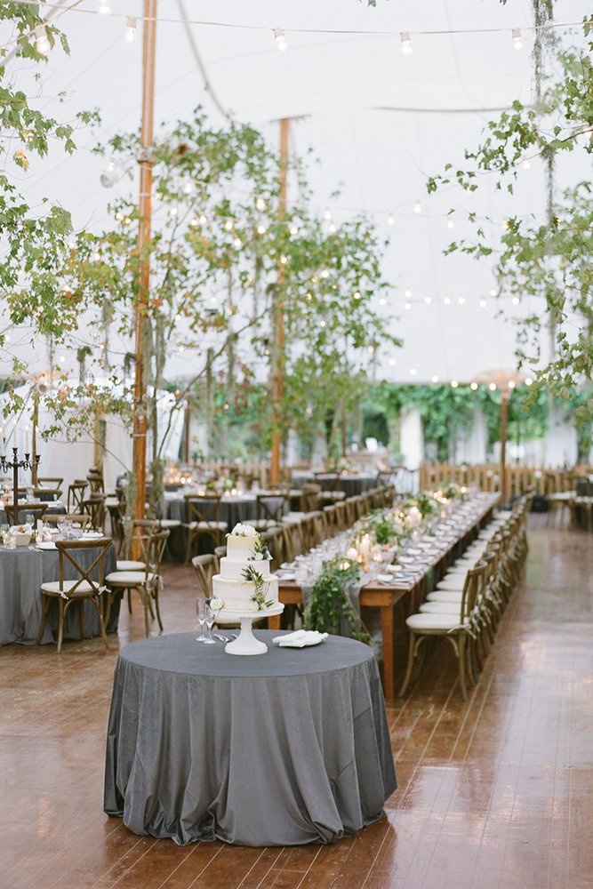 wedding tent rustic reception under white tent greenery décor buttercream bridal cake jen fariello