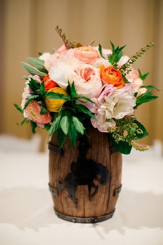 wine barrels wedding table centerpieces flower pot