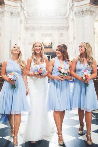 short pastel bridesmaid dresses