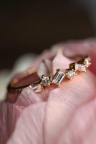 bridal sets rose gold stackable band diamond