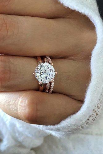 bridal sets round diamond rose gold
