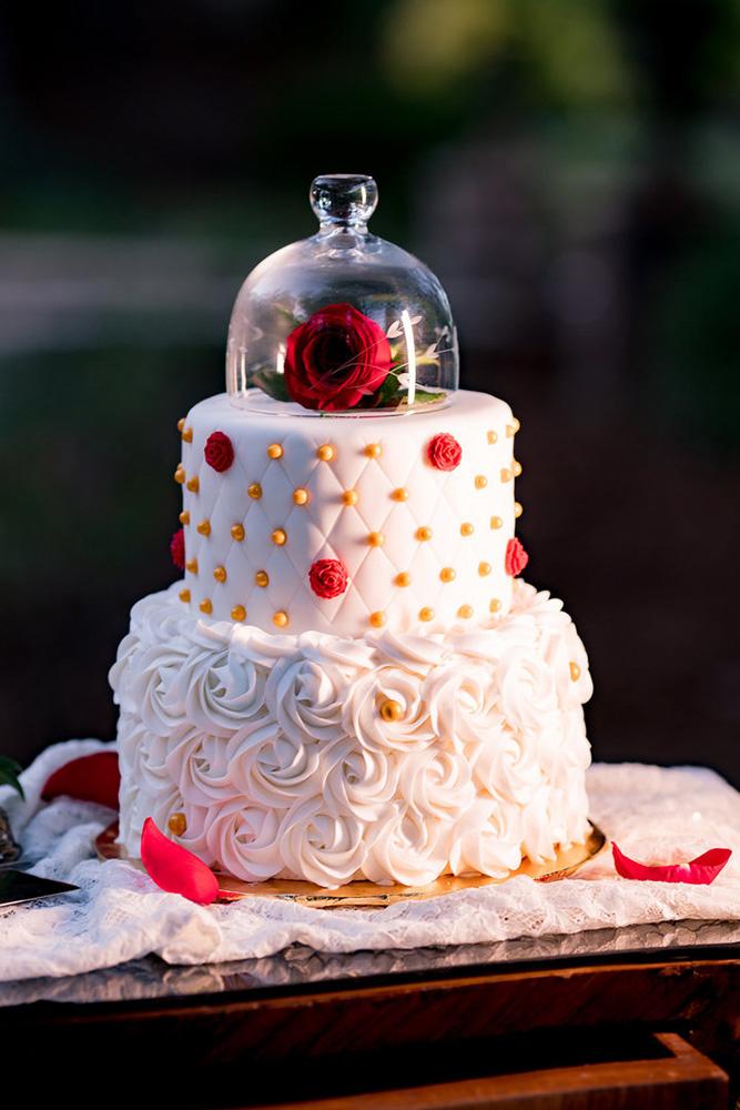 disney wedding white creamy with rose under glass raelyn elizabeth photography