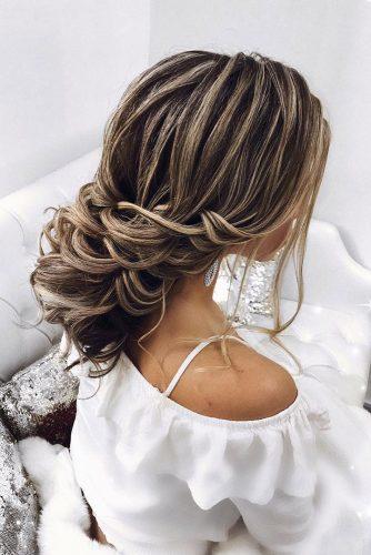 elstile wedding hairstyles low curly updo on long hair