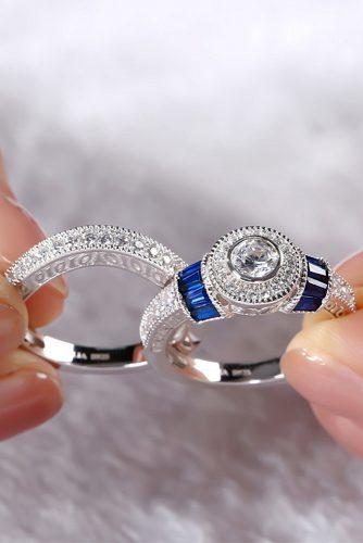 round engagement rings white gold set halo