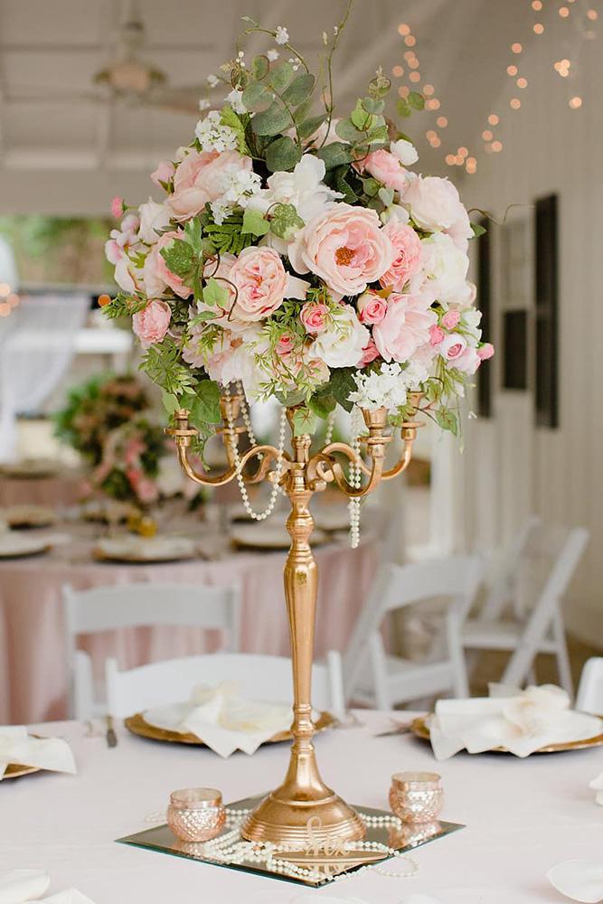 tall wedding centerpieces gold candelabrum with blush flowers crosscreekranchfl