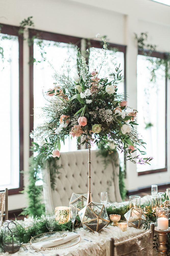 tall wedding centerpieces minimalistic with greenery and flower tulip samantha jay photography