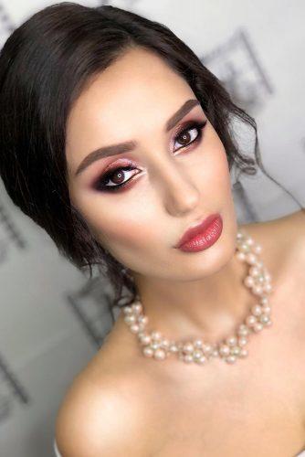 wedding makeup for brunettes glamorous smokey eyes with black liner and soft coral lips muaschool
