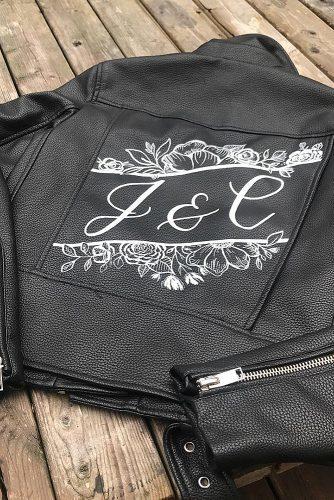 wedding monogram monogrammed leather jacket