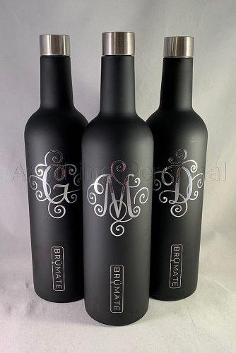 wedding monogram monogrammed wine bottles