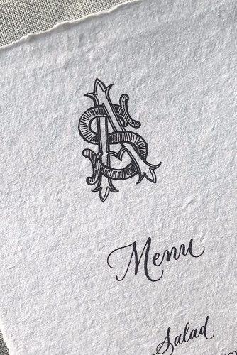 wedding monogram wedding menu calligraphy