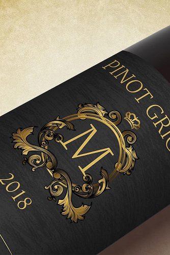 wedding monogram wine bottle with monogram