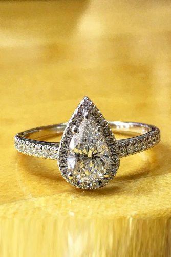 best brilliance engagement rings pear cut diamond halo pave band