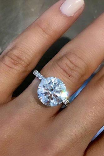 best brilliance engagement rings round cut diamond pave band solitaire