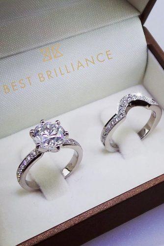 best brilliance engagement rings wedding set modern round cut pave band