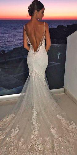 low cut mermaid wedding dress