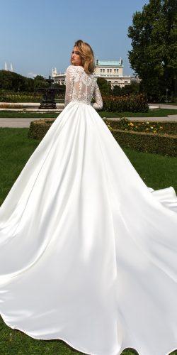 crystal design 2018 wedding dresses ball gown lace backless with long sleeves style dilma