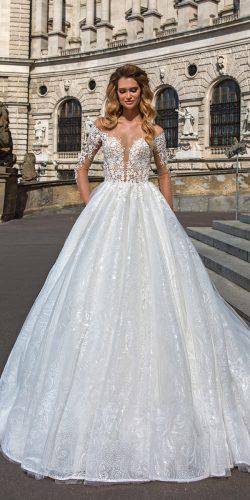 crystal design 2018 wedding dresses ball gown off the shoulder lace v neckline style amanda