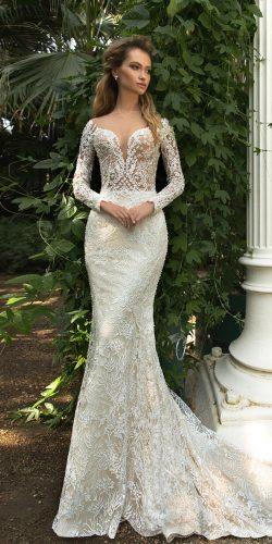 crystal design 2018 wedding dresses sheath lace sweetheart neck with long sleeves vintage style steysi