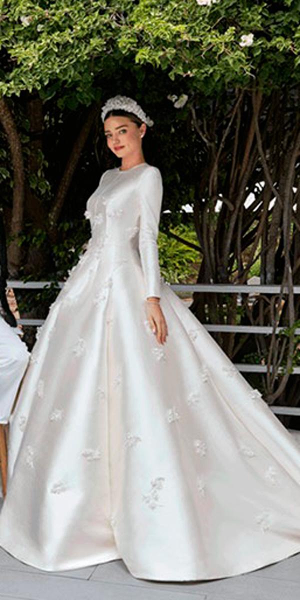 most famous celebrities wedding dresses ball gown modern high neck long sleeves simple dior