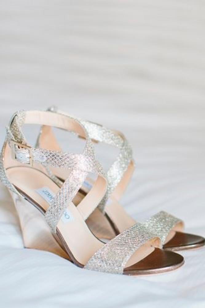 silver wedge wedding shoes strappy sparkle trendy stylish marianne wilson photography