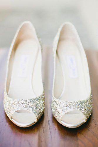 sparkle low heel modern trendy silver wedding shoes onelove