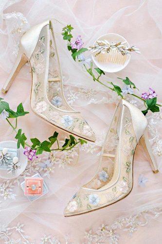 2018 illusion with floral ornament high heels wedding shoes trends bella belle chloe