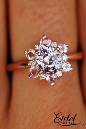 Eidel Precious engagement rings floral halo round cut rose gold