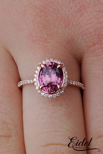 Eidel Precious engagement rings oval cut halo rose gold pave band
