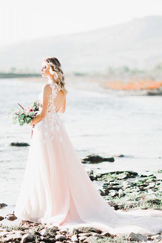 beach wedding blush bridal dress