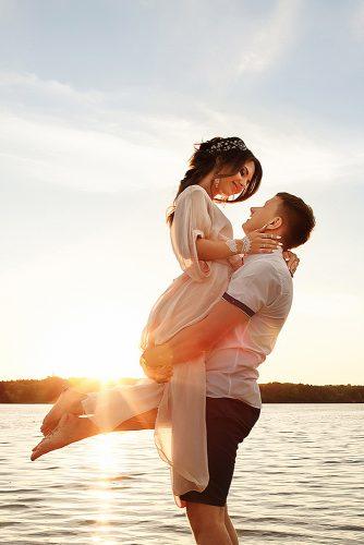 beach wedding romantic couple sunset beach