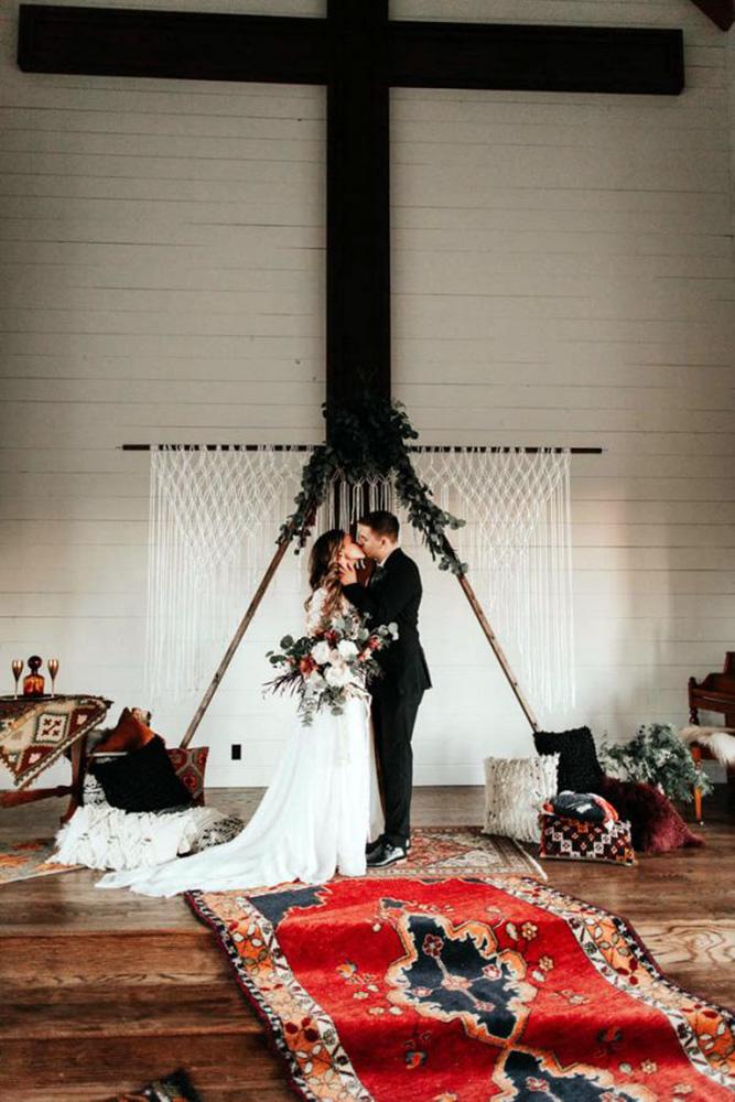 bohemian décor ideas boho ceremony with ethnic carpet chelsea denise photography