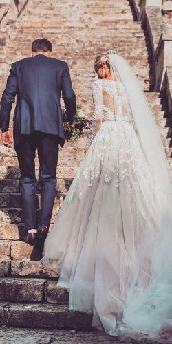 hayley paige wedding dresses a line illusion lace backless long sleeves