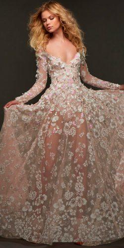 hayley paige wedding dresses a line illusion scoop neck long sleeves floral embellishment
