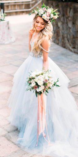 hayley paige wedding dresses blue a line layered skirt v neck with train