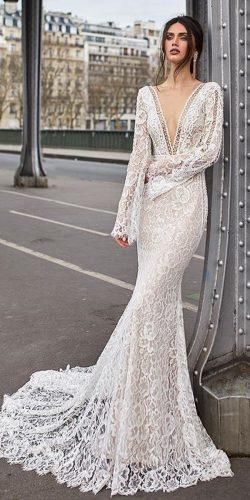 Long sleeve v neck sheath wedding dresses price