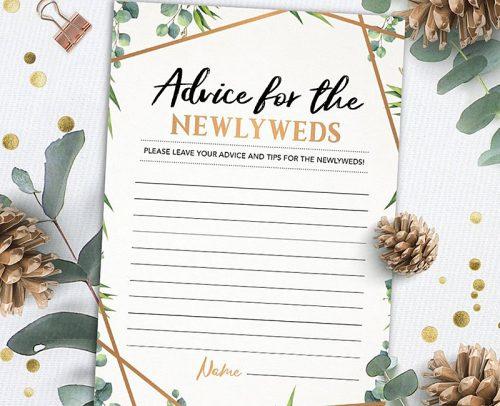 wedding reception games advice to the newlyweds