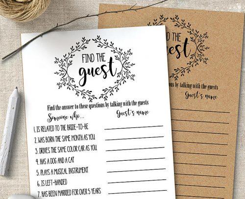 wedding reception games find the guest