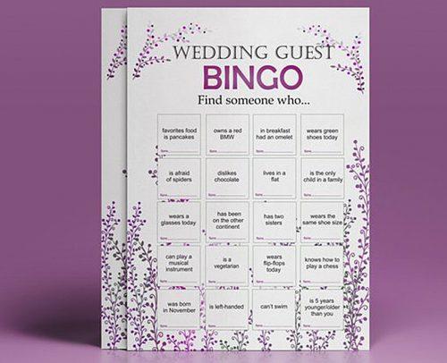wedding reception games wedding bingo