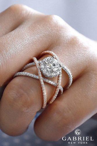gabriel co engagement rings split shank twist pave and rose gold white gold diamond