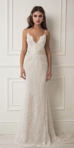 lihi hod wedding dresses sheath lace plunging v neckline spaghetti straps