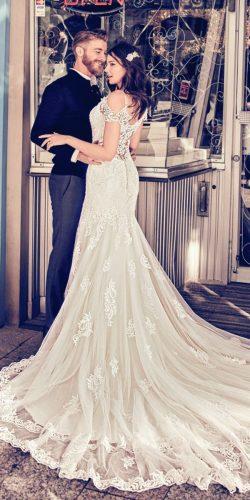 maggie sottero lace open shoulder fit and flare with straps wedding dresses della
