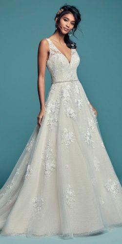 maggie sottero wedding dresses a line lace v neckline with straps meryl lynette
