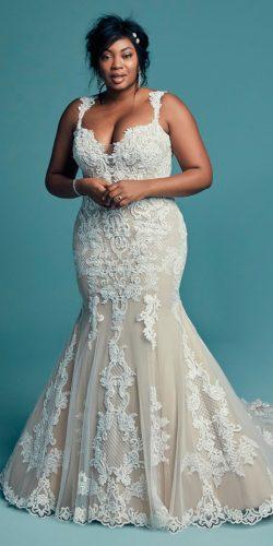 maggie sottero wedding dresses plus size sweetheart neck lace mermaid with straps abbie lynette