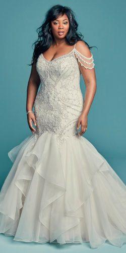 mermaid flattering open shoulder beaded bodice with straps maggie sottero wedding dresses brinkley lynette
